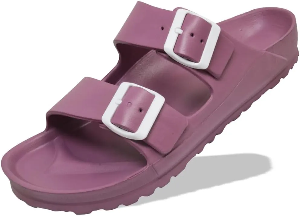 greenbox Women's Adjustable Slip-On EVA Double Buckle Slide Sandals - Lightweight and Comfortable Summer Footwear