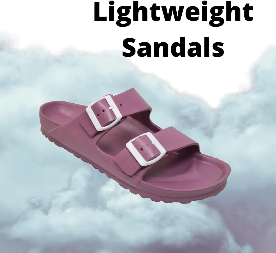 greenbox Women's Adjustable Slip-On EVA Double Buckle Slide Sandals - Lightweight and Comfortable Summer Footwear
