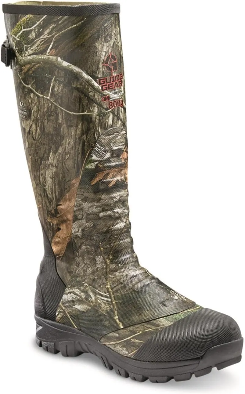 Guide Gear Men’s Waterproof Hunting Boots Insulated Rubber Rain Ankle Fit Boots, 800-gram Mossy Oak Country DNA 11D (Medium)