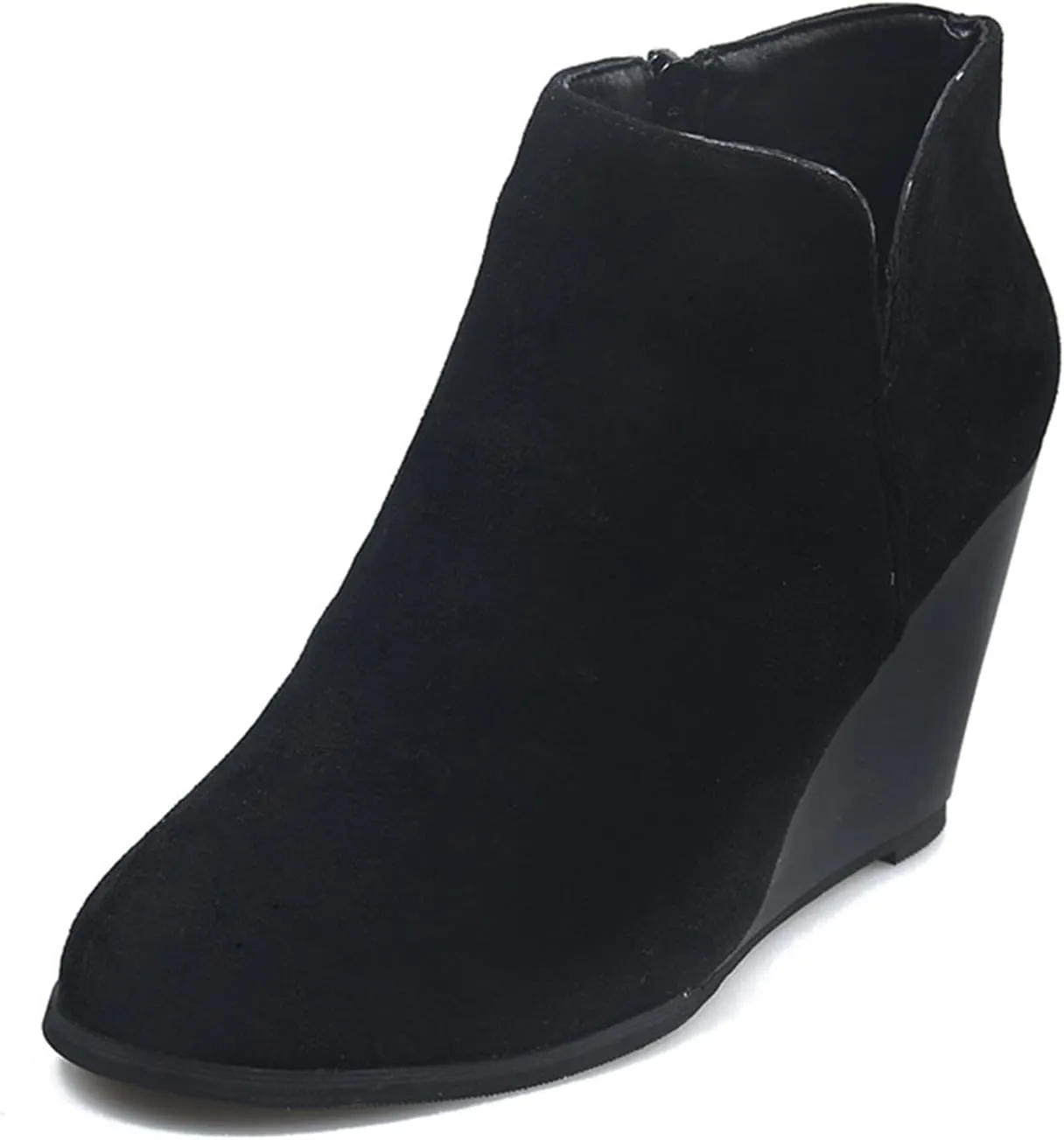 GUNIYIFS Women's Wedge Ankle Boots Thick Heel Low Heeled Booties for Women Fashion Winter Pointed Toe Chunky Heel Ankle Boots