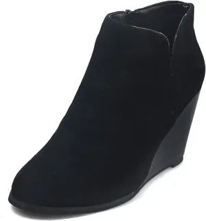 GUNIYIFS Women's Wedge Ankle Boots Thick Heel Low Heeled Booties for Women Fashion Winter Pointed Toe Chunky Heel Ankle Boots
