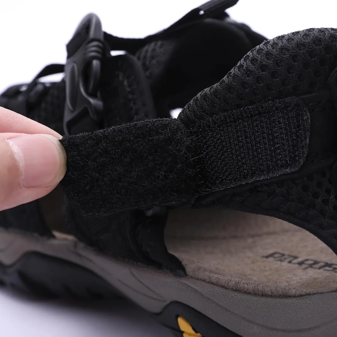 Harssidanzar Hiking Genuine Leather Sandals,Men Wide Adjustable Arch Support Closed Toe Water Shoes For Summer Walking Trail River Fishing Outdoor Sports KM222US