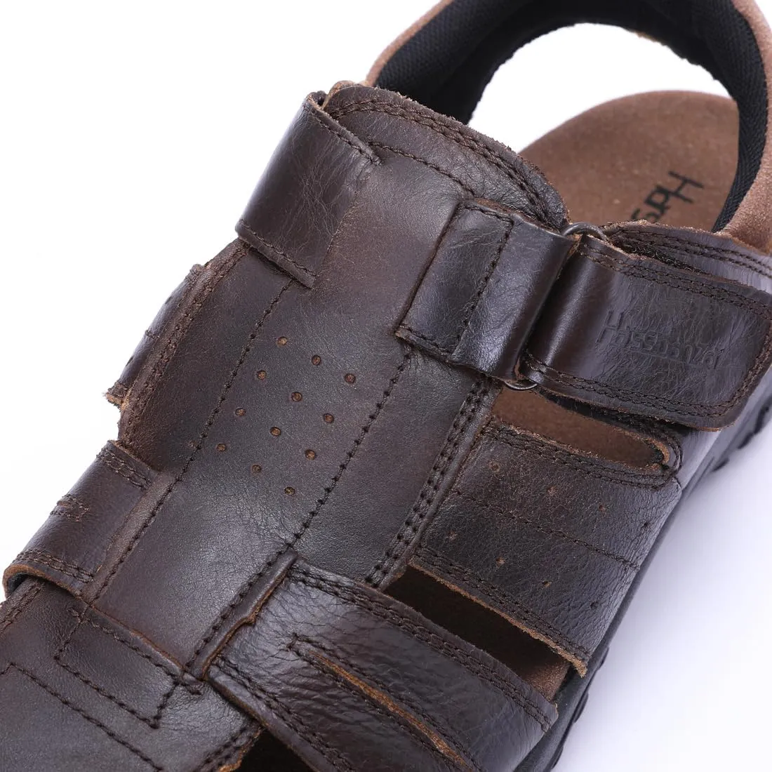 Harssidanzar Mens Leather Fisherman Sandals Closed Toe Sandal For Men KM226US