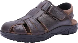 Harssidanzar Mens Leather Fisherman Sandals Closed Toe Sandal For Men KM226US