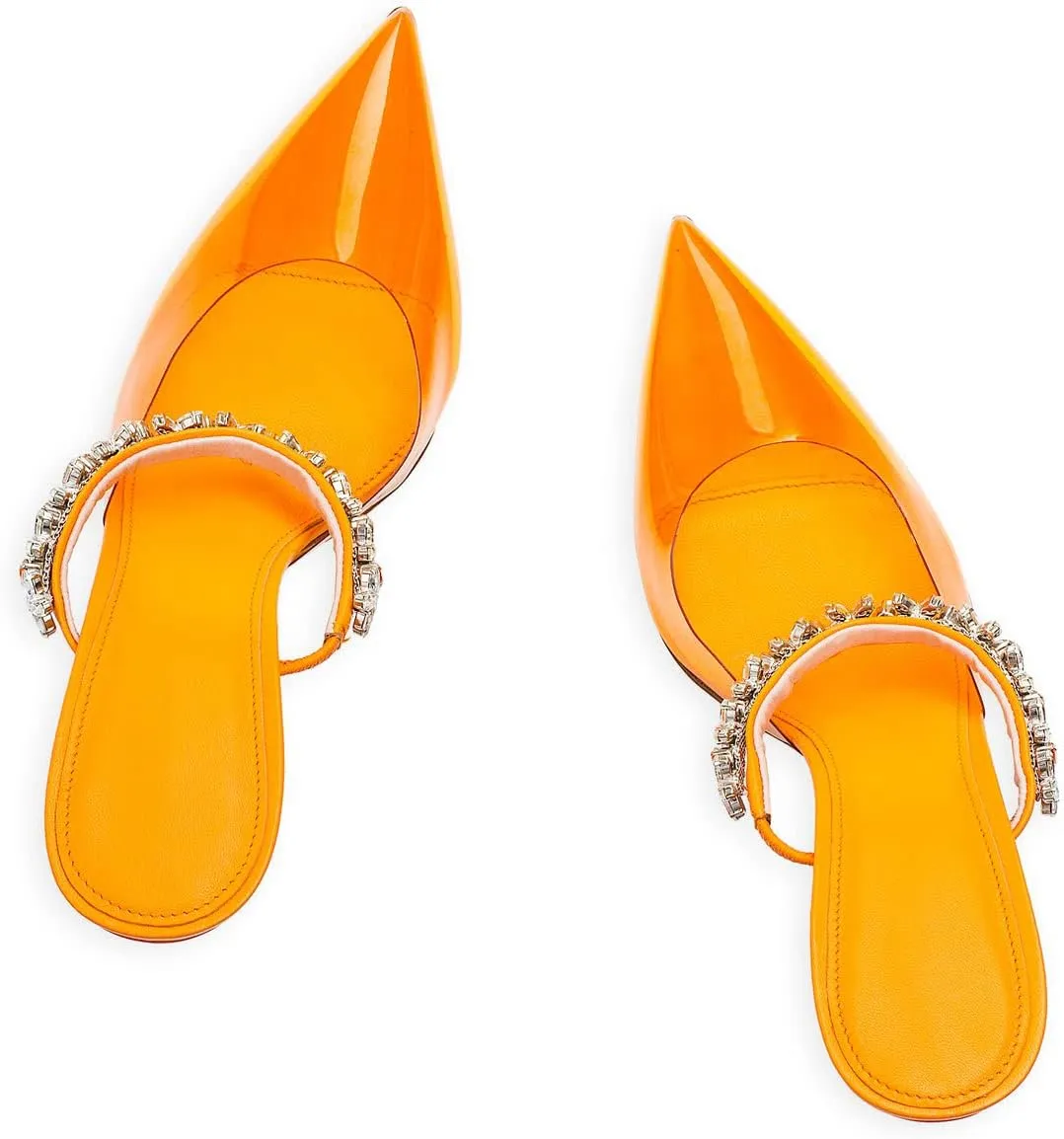 Heeled Mules Gem-Crystal Chain Embellished Strap High Stiletto Heels Sandals