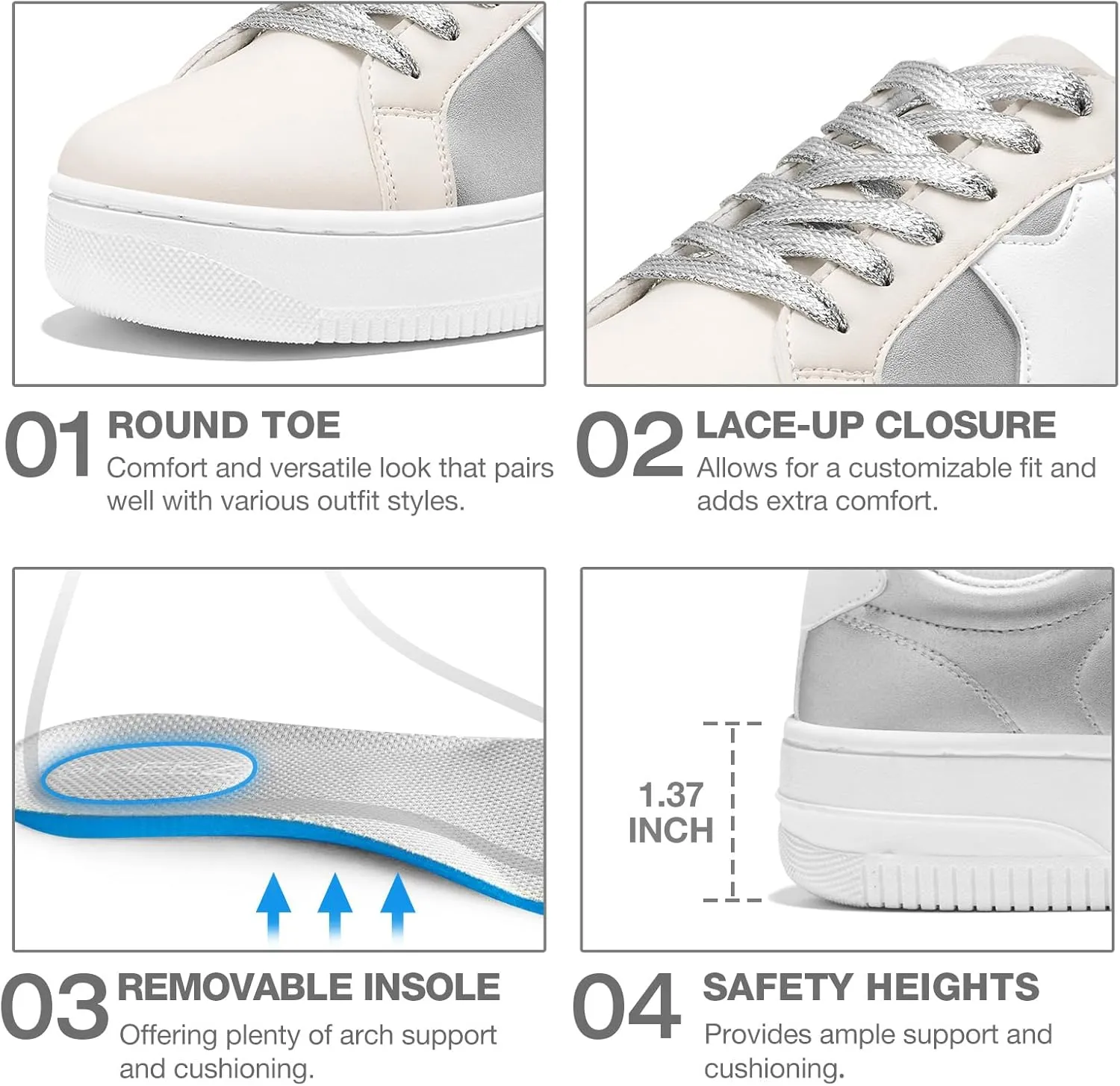 HEEZ Womens Platform Sneakers Fashion Star Tennis Shoes Lace Up Glitter Comfortable Walking Shoes