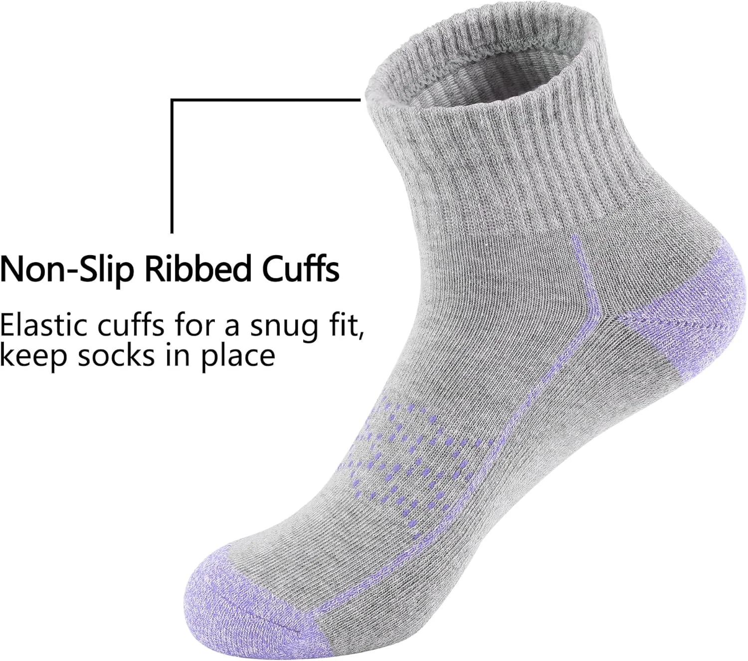 Hepsibah Womens Ankle Athletic Socks Cotton Thick Cushioned Low Cut Running Socks 6 Pack