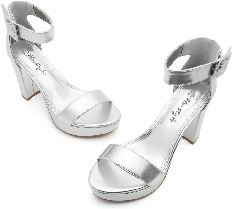 Herstyle Platform Heels for Women – 4 Inch Chunky Block Heeled Sandals | Open Toe Dressy Strappy High Heels with Ankle Strap for Wedding, Prom, Graduation & 2025 Events