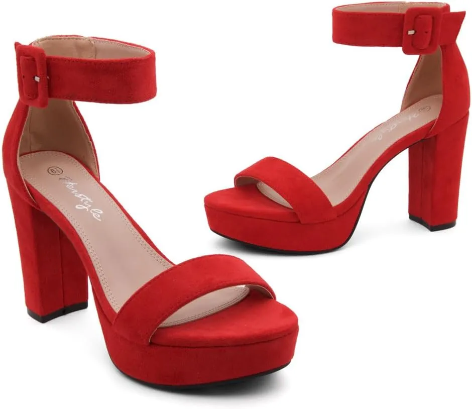 Herstyle Platform Heels for Women – 4 Inch Chunky Block Heeled Sandals | Open Toe Dressy Strappy High Heels with Ankle Strap for Wedding, Prom, Graduation & 2025 Events
