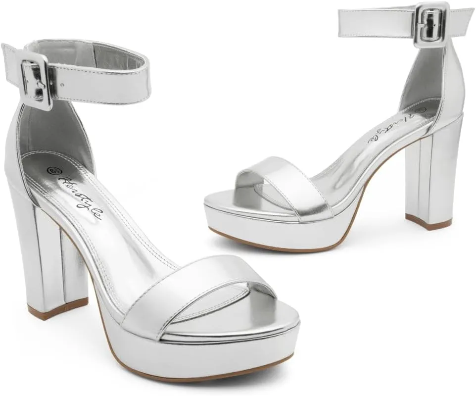 Herstyle Platform Heels for Women – 4 Inch Chunky Block Heeled Sandals | Open Toe Dressy Strappy High Heels with Ankle Strap for Wedding, Prom, Graduation & 2025 Events
