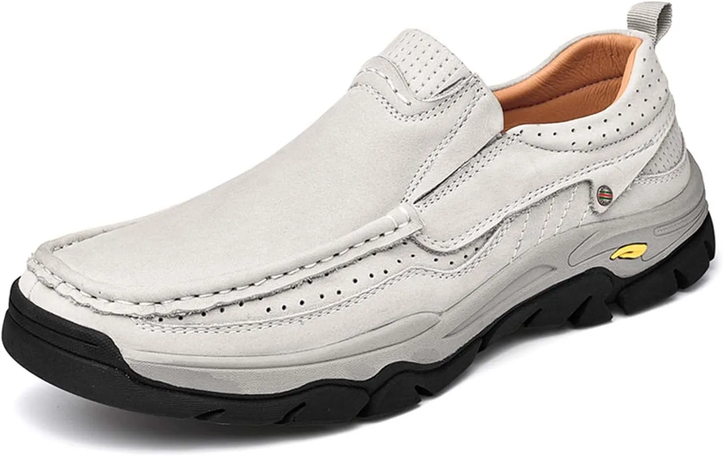 HESBITEUL Men's Leather Loafers Office Slip-on Shoes Casual Walking for Work Outdoor Trekking