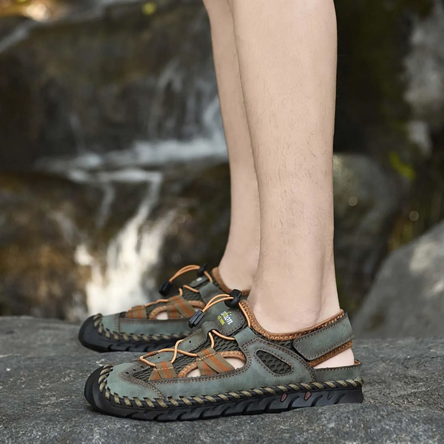 HESBITEUL Mens Sport Sandals Outdoor: Non-Slip MD Slide for Trail Hiking