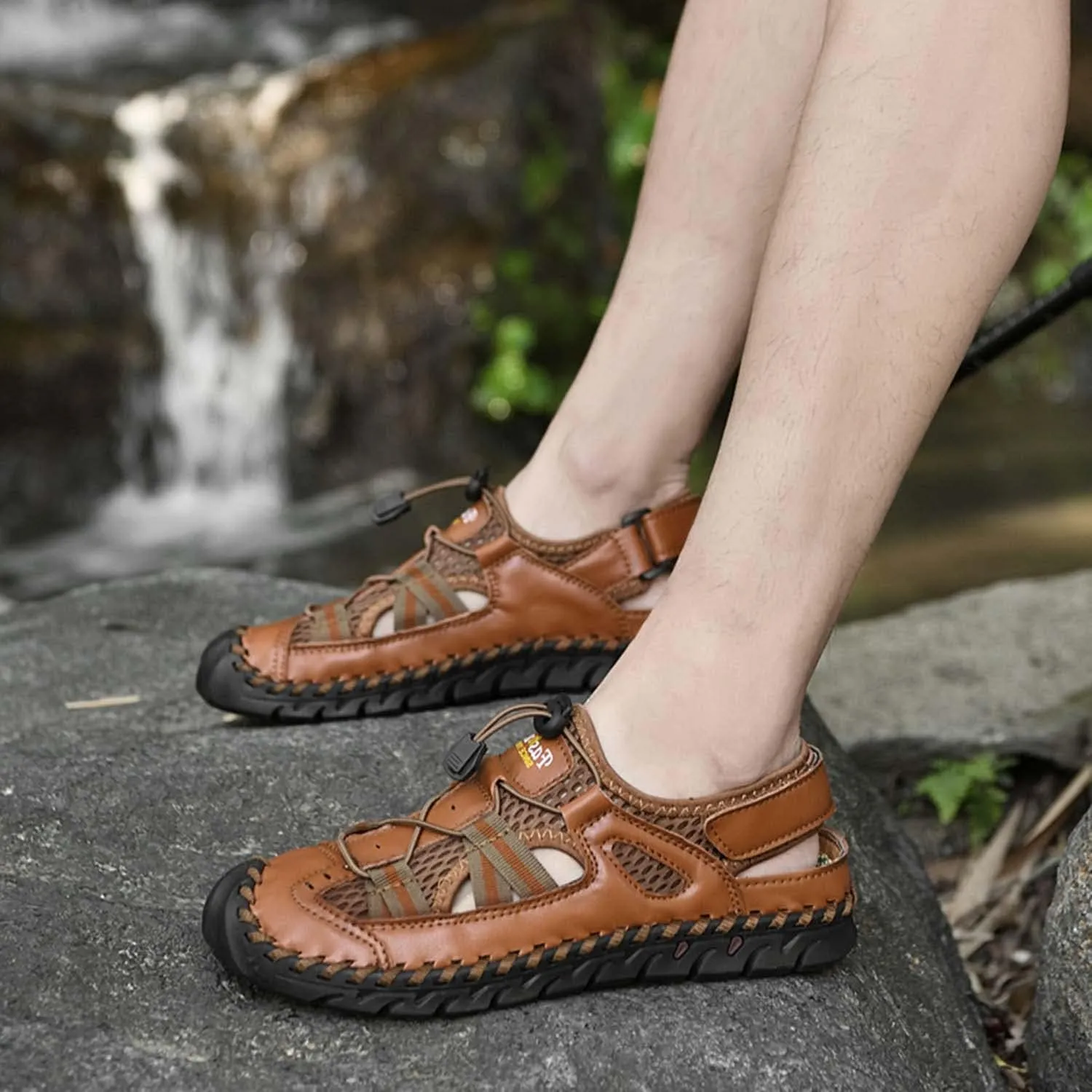 HESBITEUL Mens Sport Sandals Outdoor: Non-Slip MD Slide for Trail Hiking