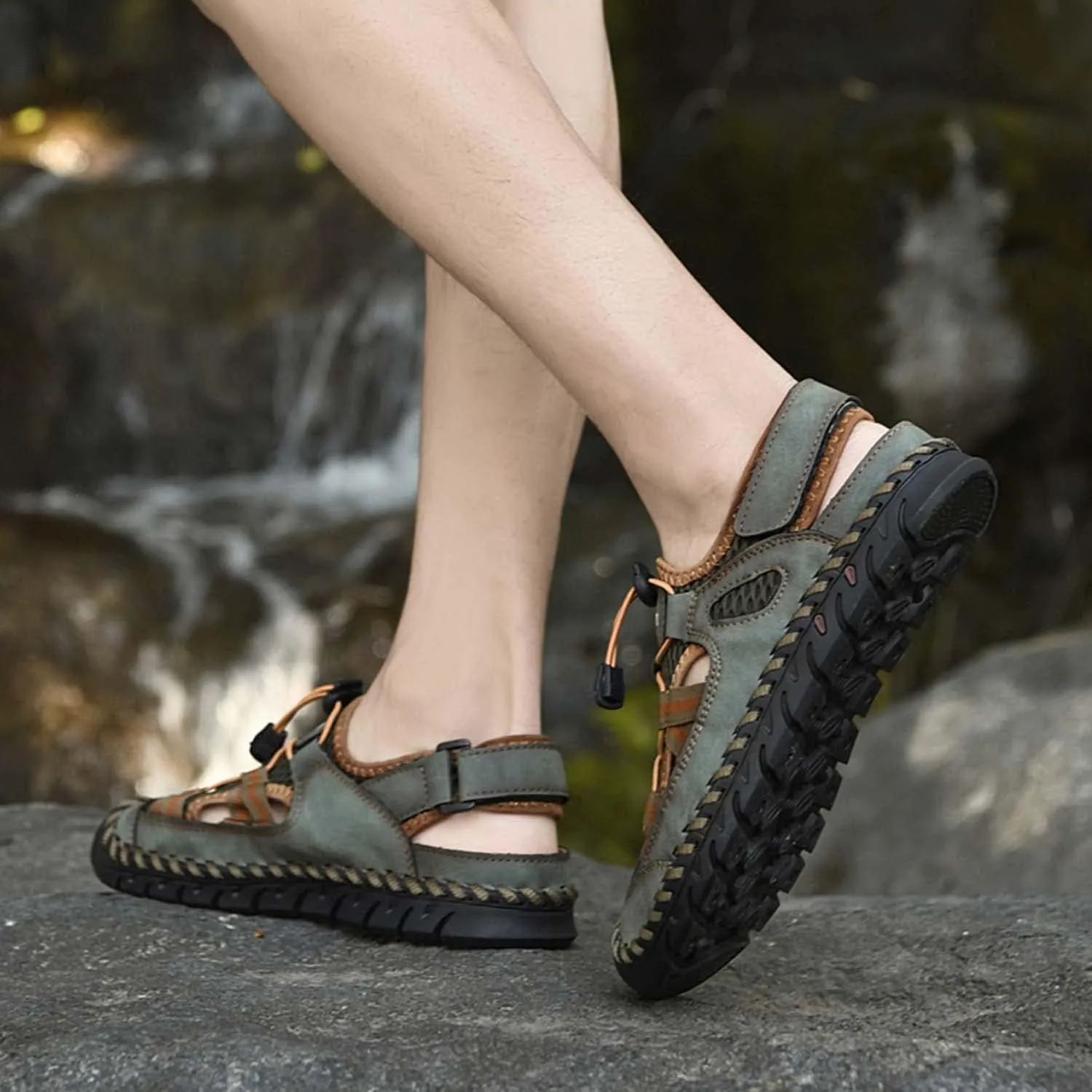 HESBITEUL Mens Sport Sandals Outdoor: Non-Slip MD Slide for Trail Hiking