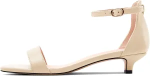 HEUIVZAR Womens Kitten Low Heel Open Toe Ankle Strap Sandals Dress Buckle Office Prom Summer Shoes 1.2 Inches Heels