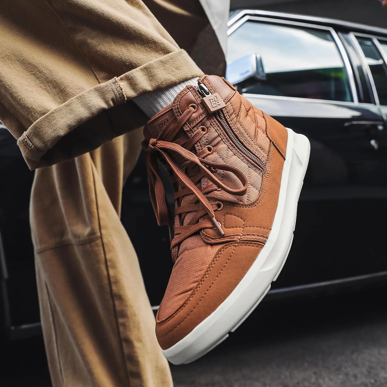 High-Top Men’s Casual Shoes - Genuine Microfiber Suede Boots with Side Zipper, Lightweight Flexible Sole, Well-Cushioned Breathable and Removable Insoles