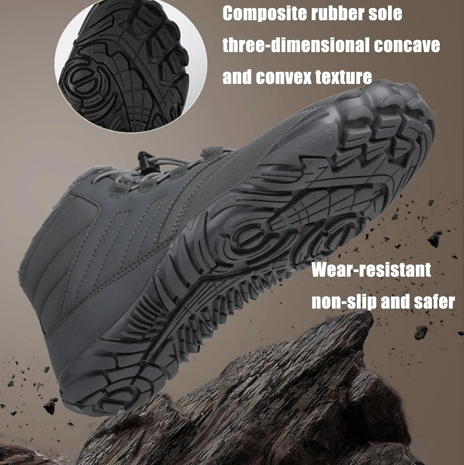 Hike Winter Footwear Barefoot Shoes, Winter Barefoot Shoe for Women Men, Wide Toe Box Walking Snow Boots Warm Sneakers