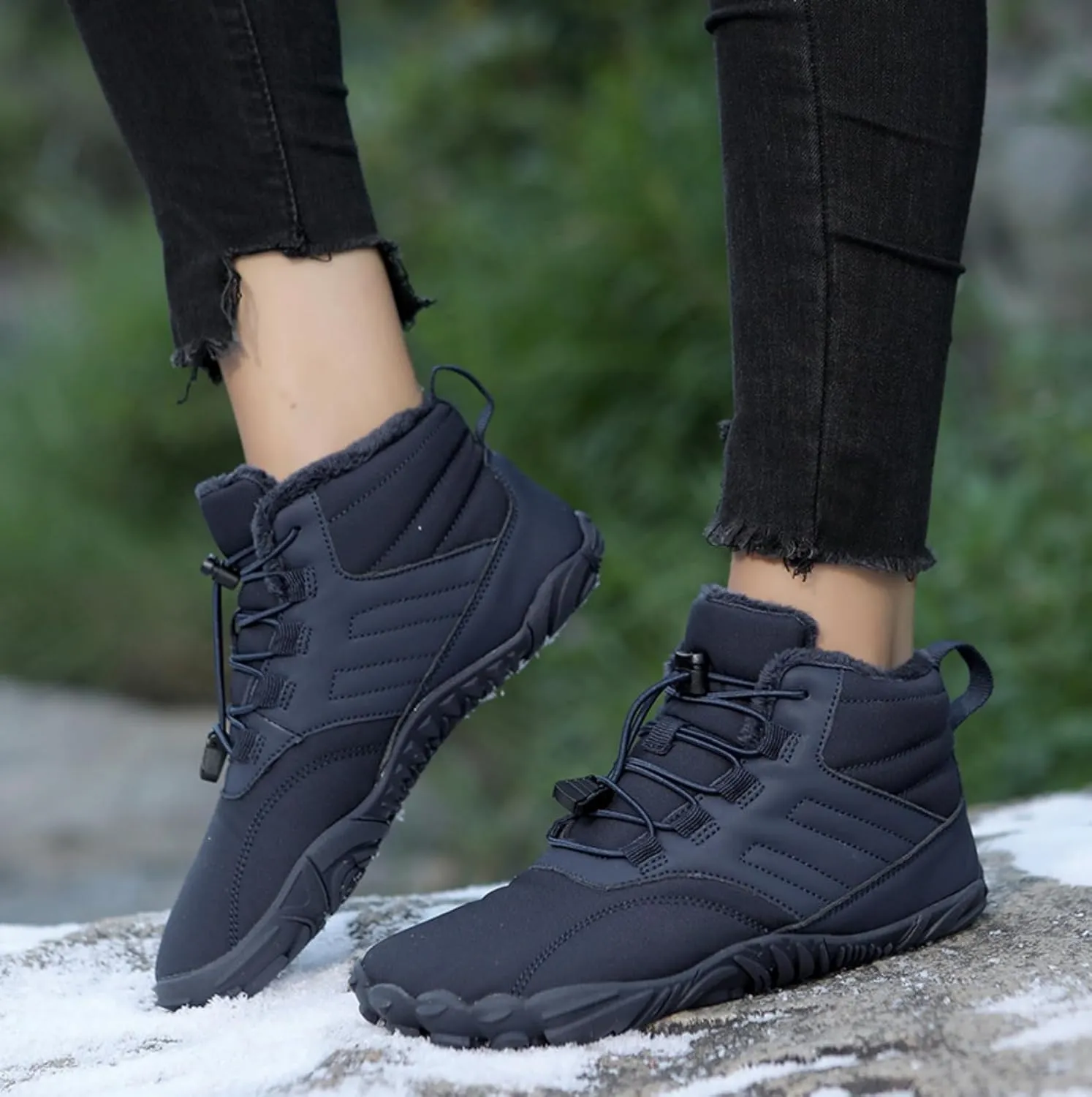 Hike Winter Footwear Barefoot Shoes, Winter Barefoot Shoe for Women Men, Wide Toe Box Walking Snow Boots Warm Sneakers