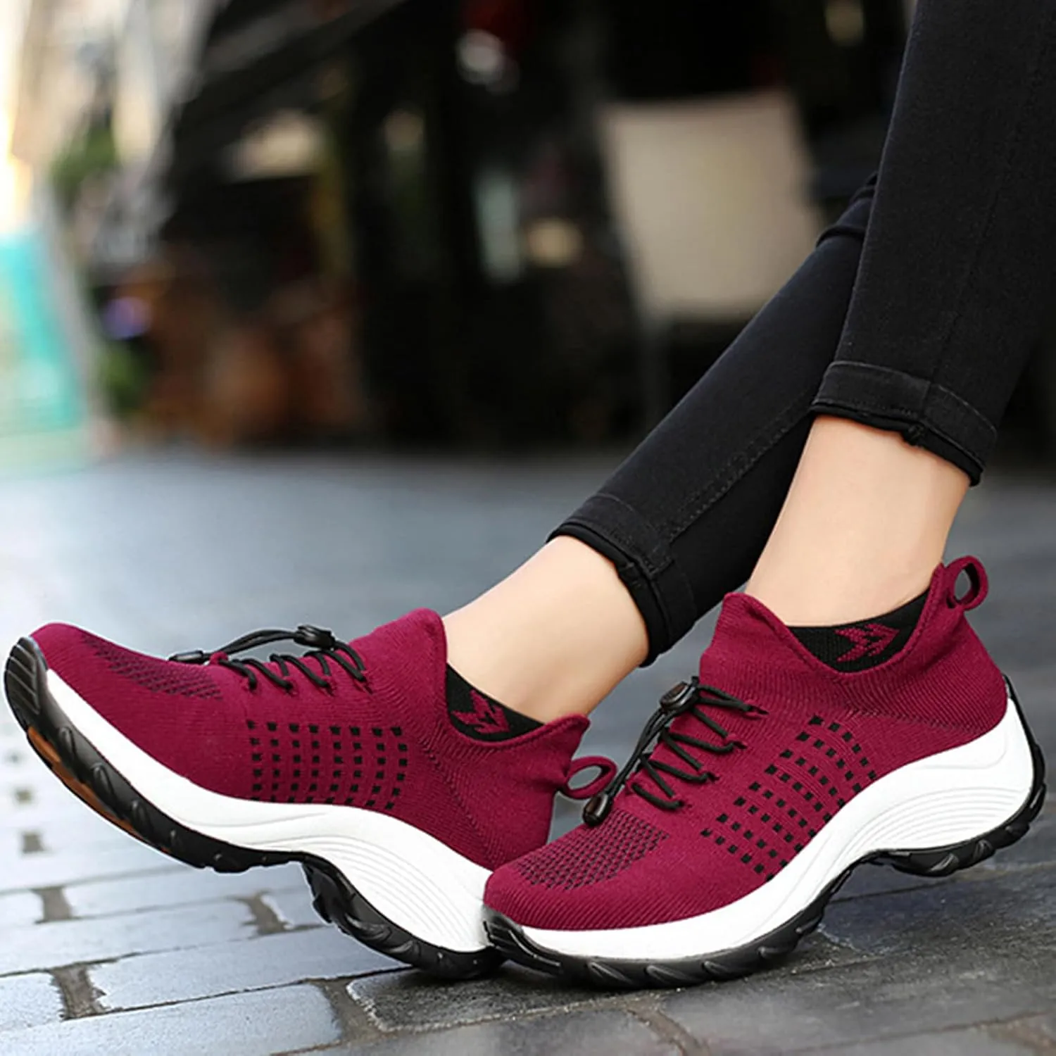 HINDOLA Women's Orthopedic Sock Sneakers Breathable Mesh Nursing Work Comfortable Casual Air Cushion Athletic Running Jogging Shoes