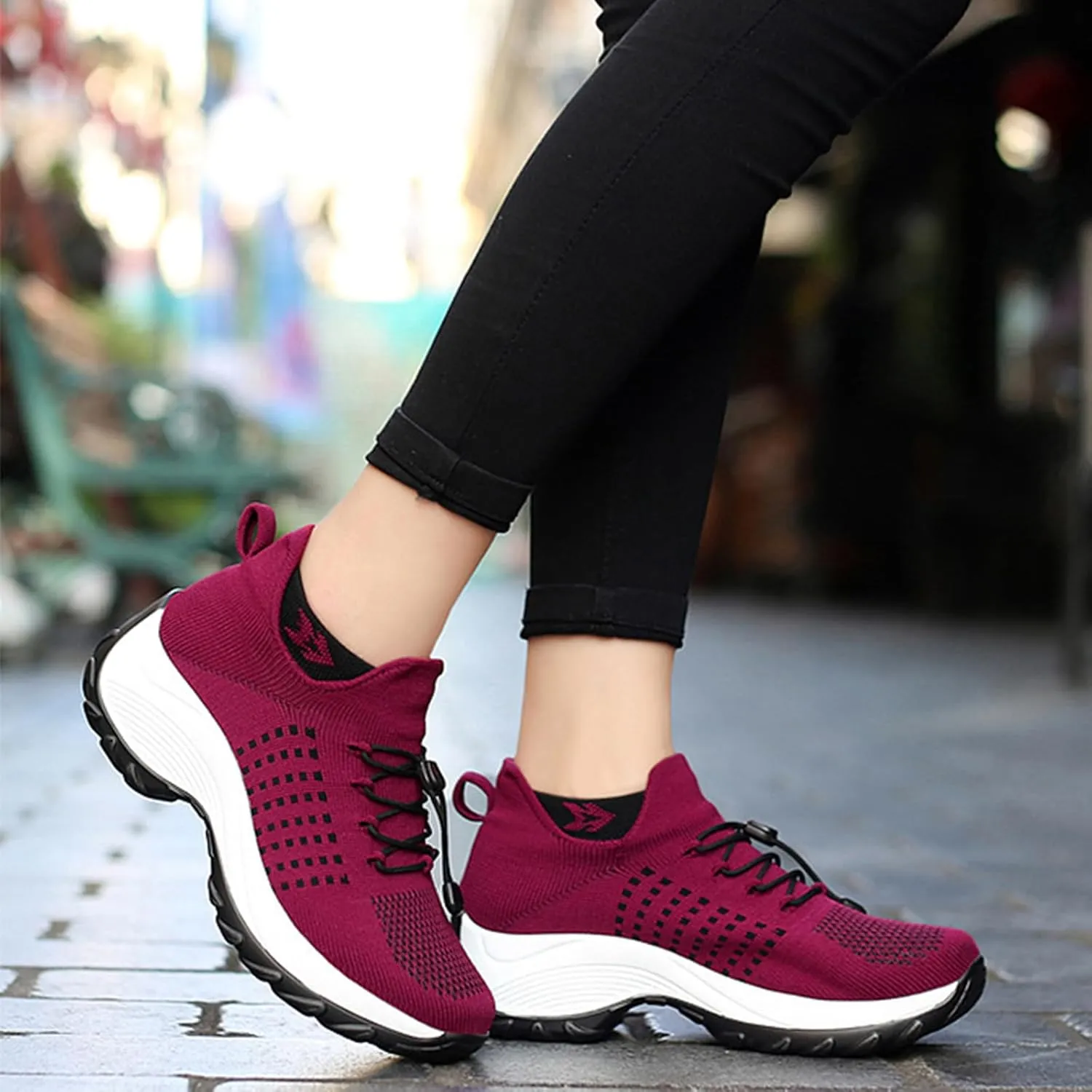 HINDOLA Women's Orthopedic Sock Sneakers Breathable Mesh Nursing Work Comfortable Casual Air Cushion Athletic Running Jogging Shoes