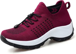 HINDOLA Women's Orthopedic Sock Sneakers Breathable Mesh Nursing Work Comfortable Casual Air Cushion Athletic Running Jogging Shoes