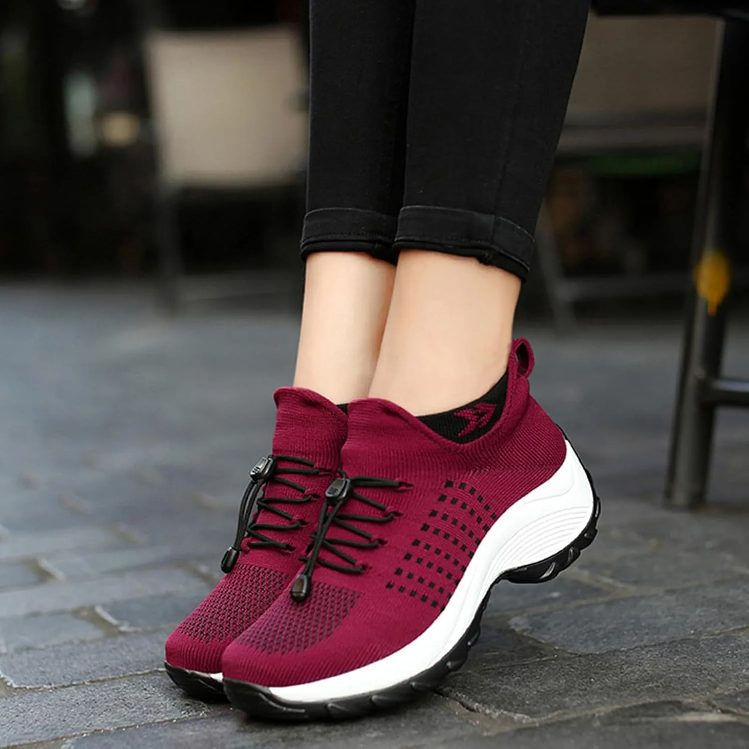 HINDOLA Women's Orthopedic Sock Sneakers Breathable Mesh Nursing Work Comfortable Casual Air Cushion Athletic Running Jogging Shoes