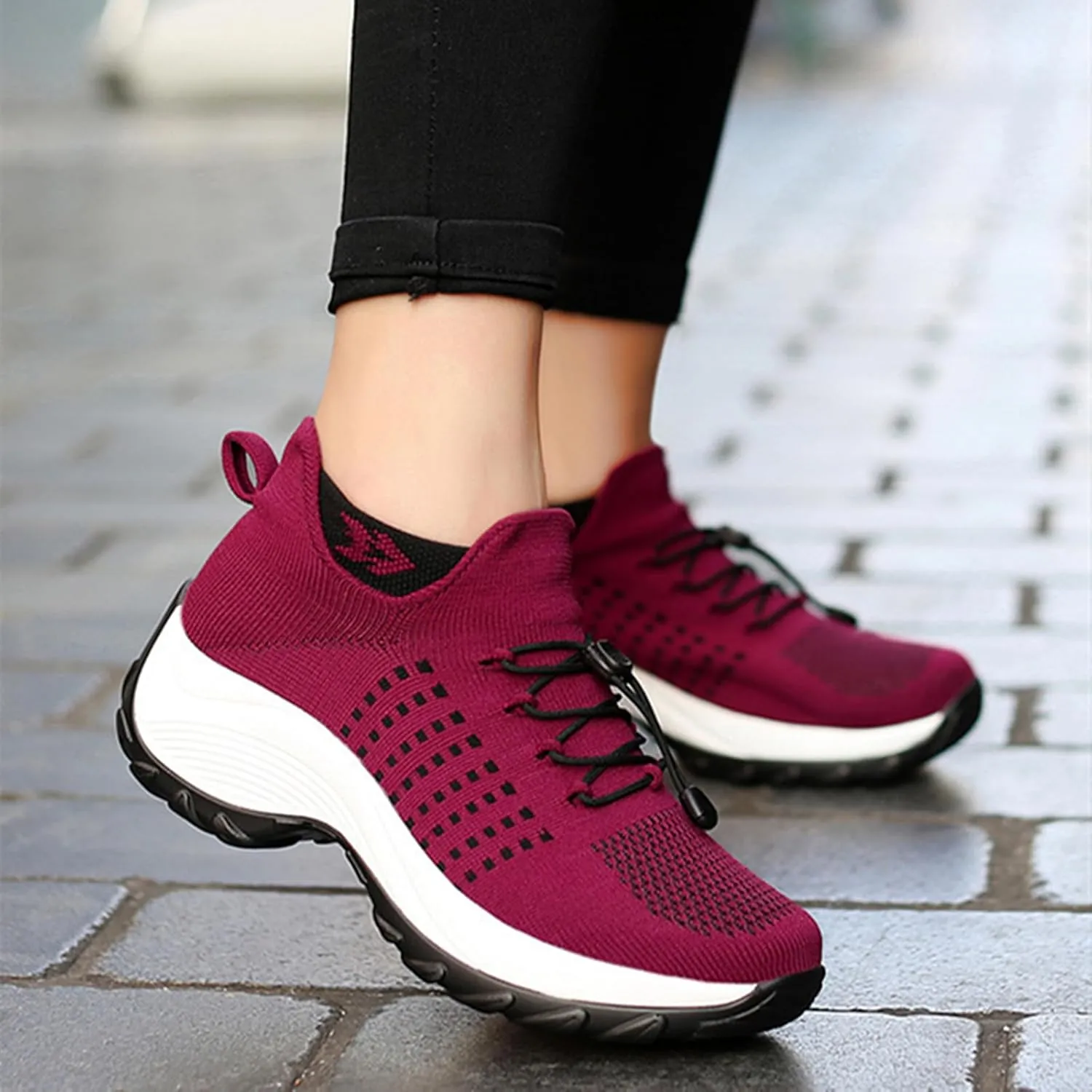 HINDOLA Women's Orthopedic Sock Sneakers Breathable Mesh Nursing Work Comfortable Casual Air Cushion Athletic Running Jogging Shoes