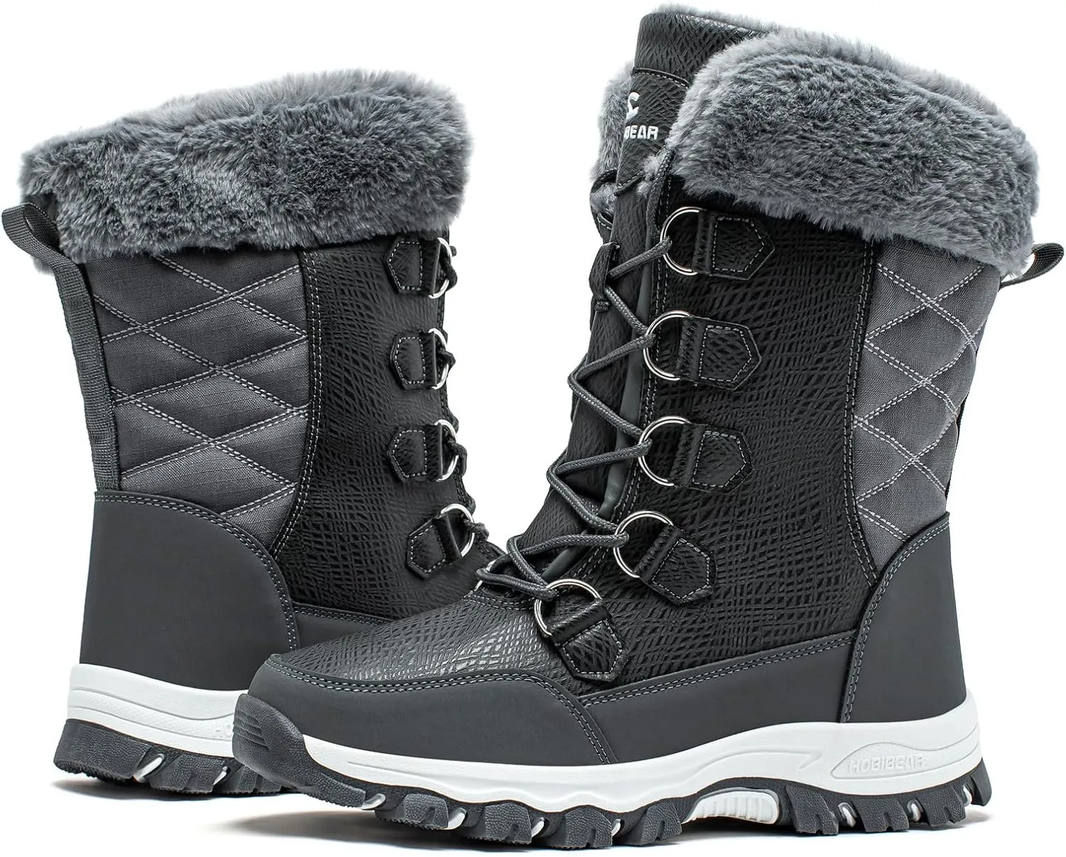 HOBIBEAR Women's Winter Snow Boots Waterproof Lightweight Warm Faux Fur Lined Mid-Calf Booties