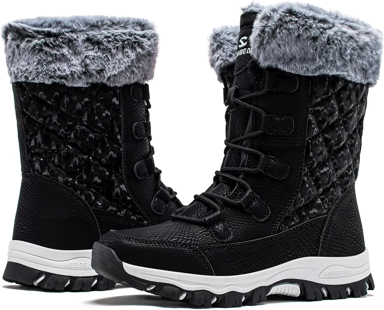 HOBIBEAR Women's Winter Snow Boots Waterproof Lightweight Warm Faux Fur Lined Mid-Calf Booties