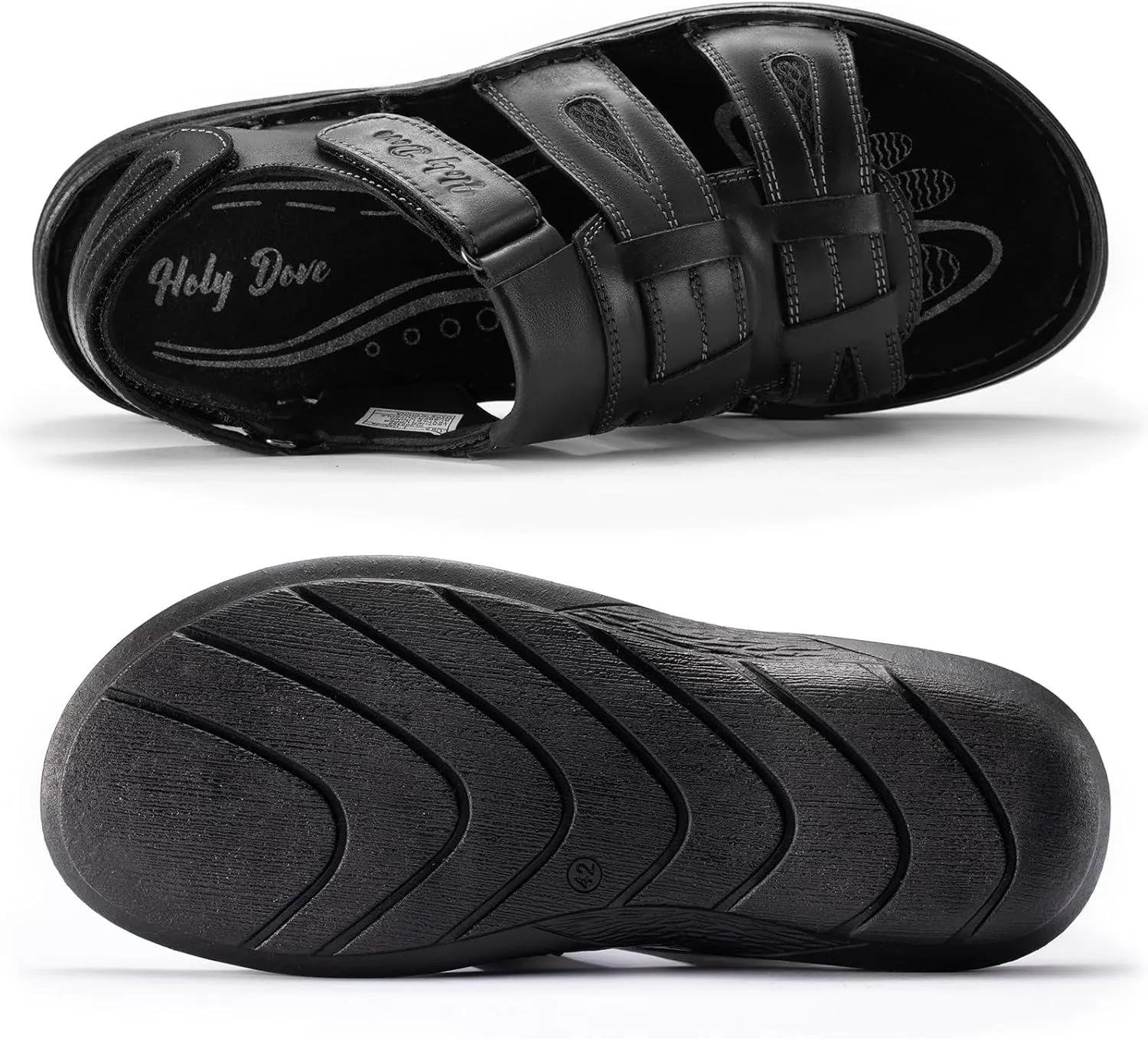 Holy dove Men's Sandals Open Toe Leather Fisherman Sport Hiking Outdoor Casual Summer Sandals Shoes for Men