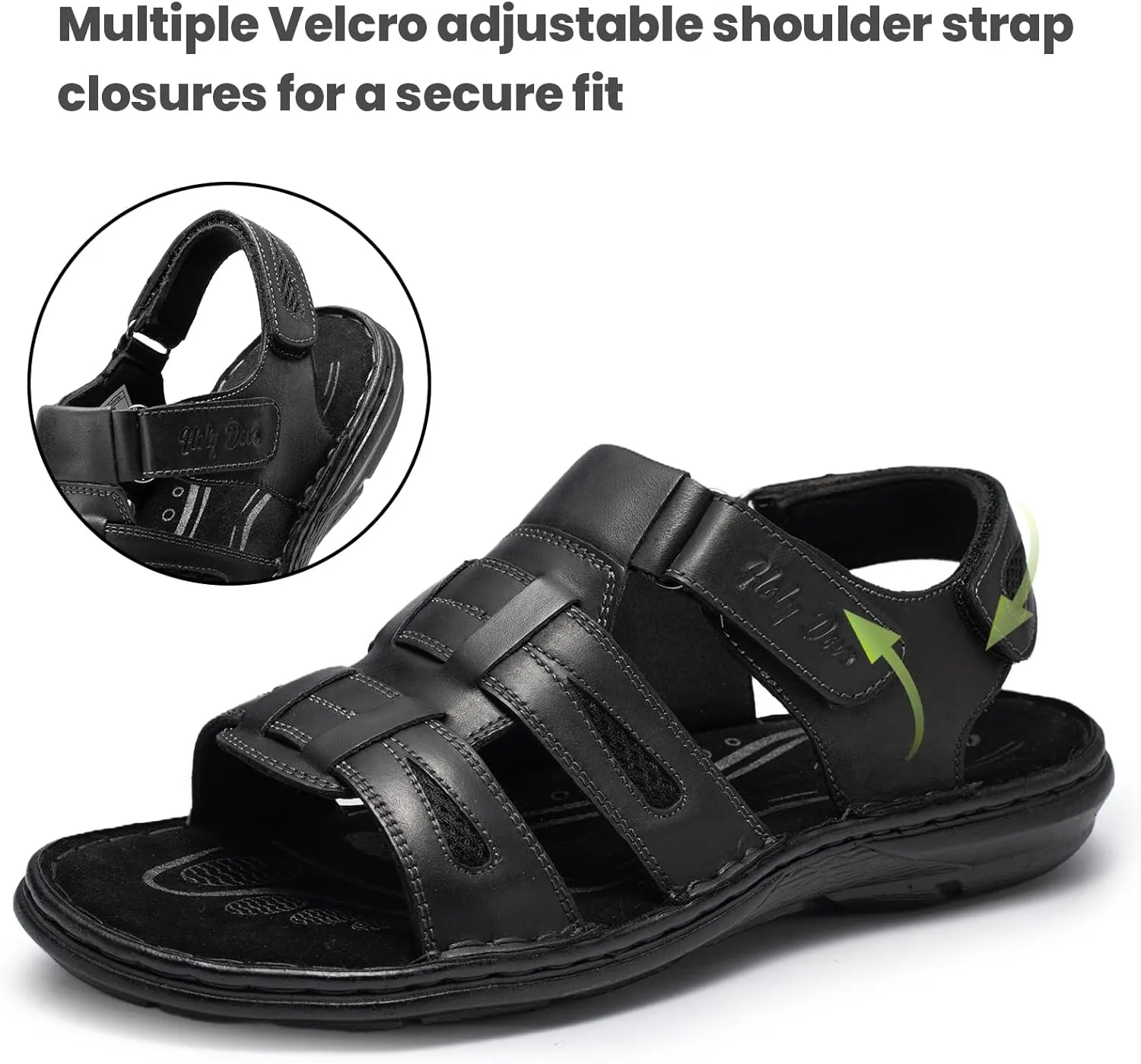Holy dove Men's Sandals Open Toe Leather Fisherman Sport Hiking Outdoor Casual Summer Sandals Shoes for Men