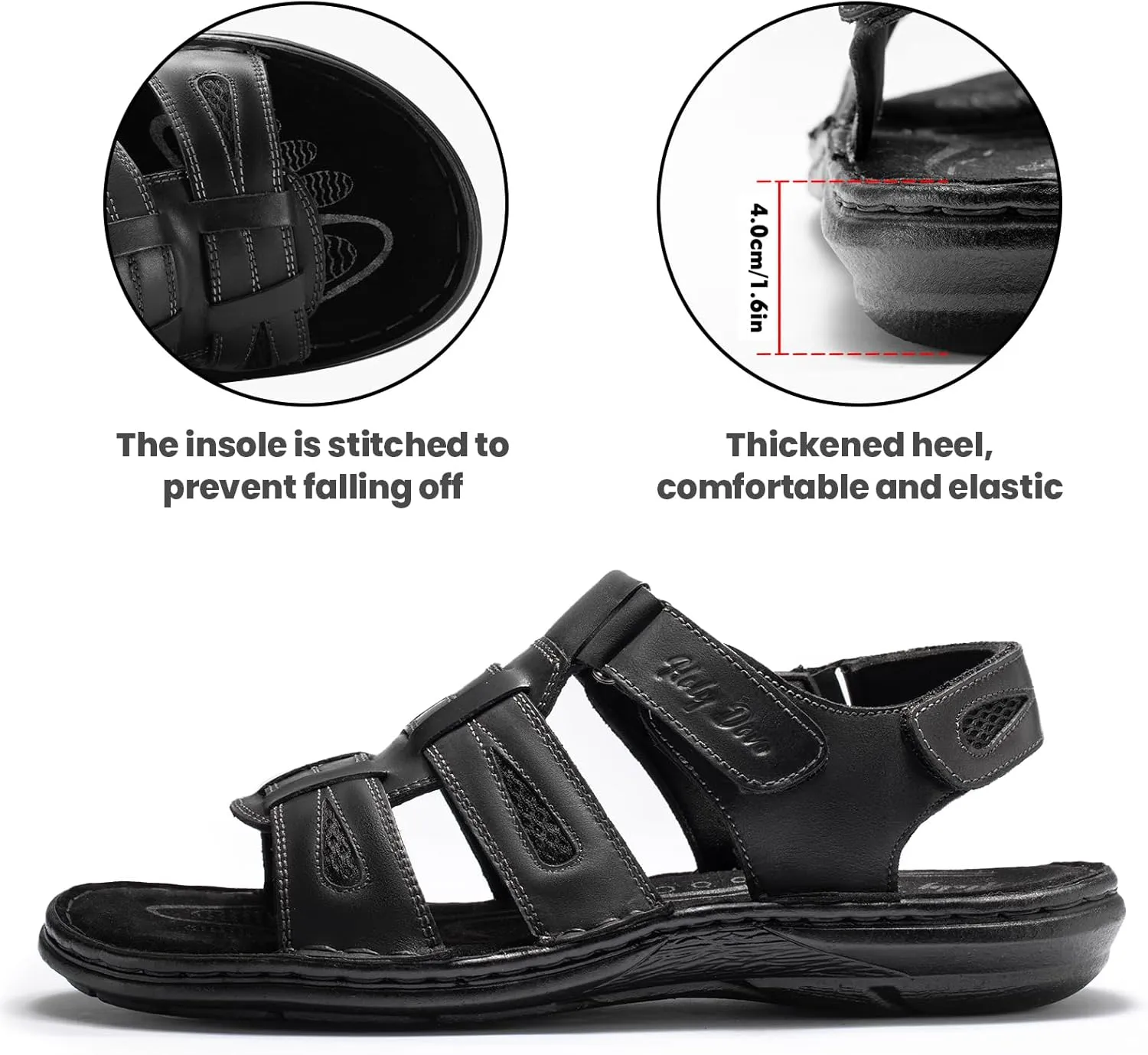 Holy dove Men's Sandals Open Toe Leather Fisherman Sport Hiking Outdoor Casual Summer Sandals Shoes for Men