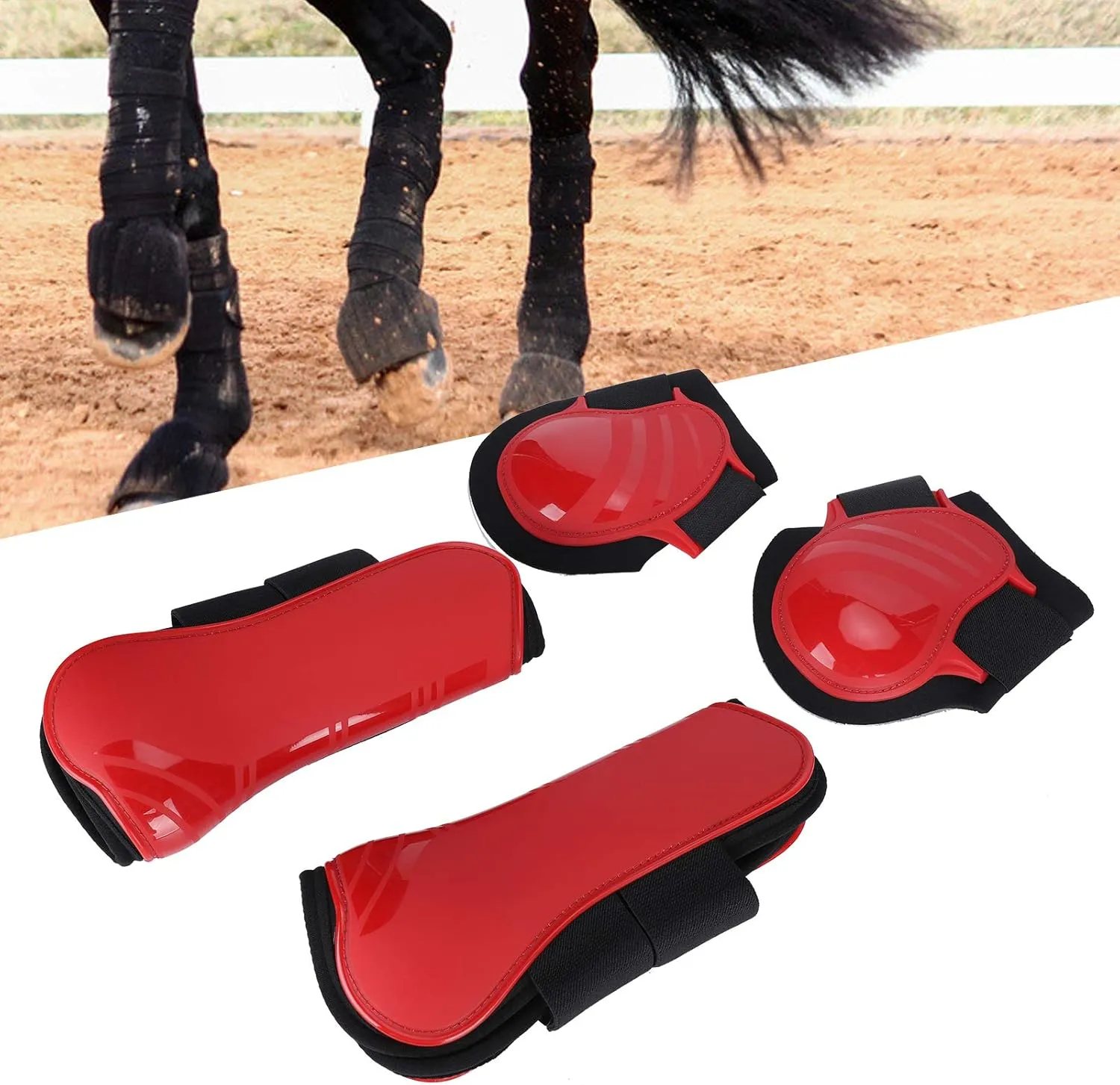 Horse Tendon Boots Horse Support Boots Shock-Absorbing Boots Thicken Cover Breathable Wrap Pad for Jumping, Trail Riding