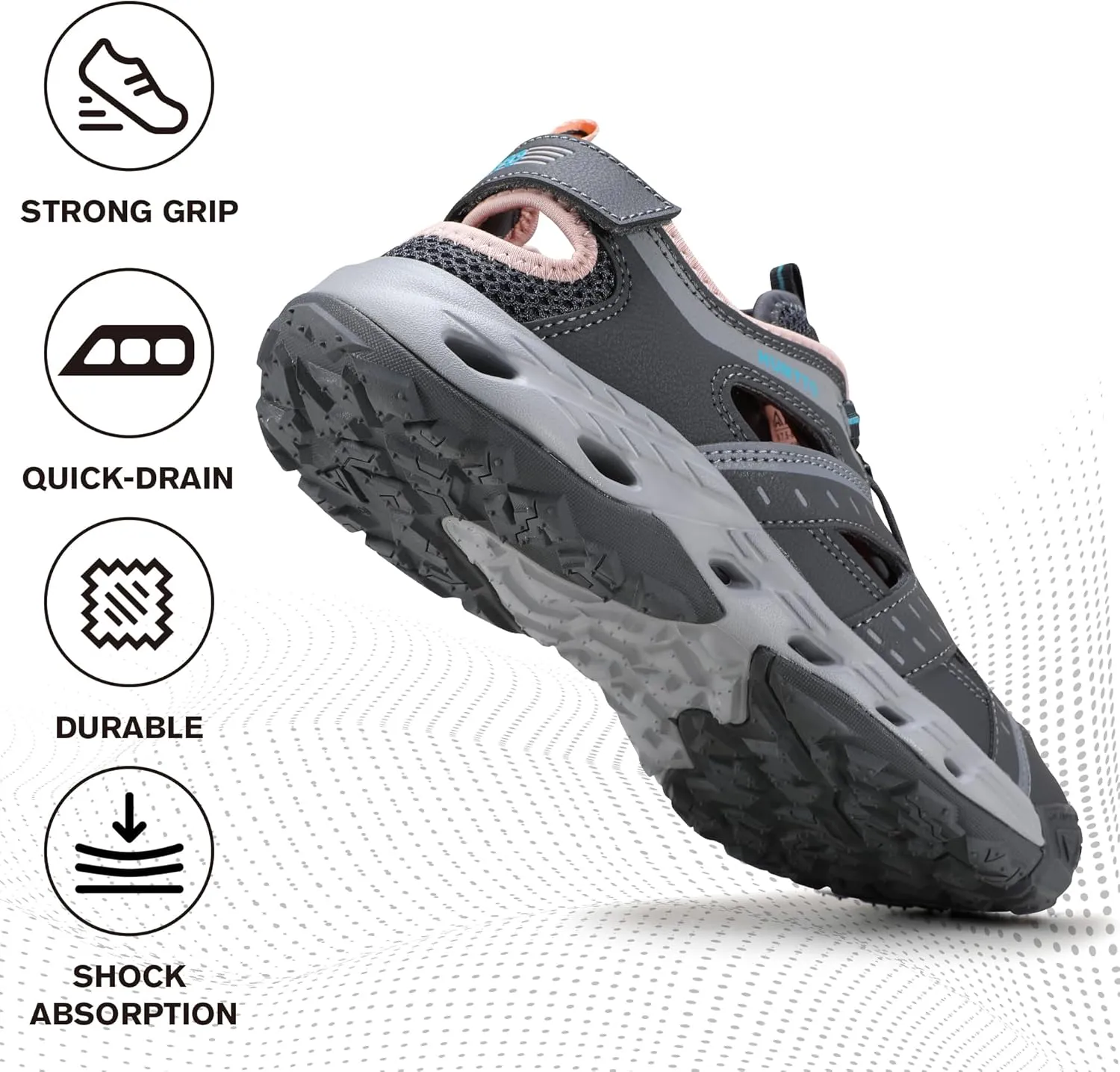 HUMTTO Women's Amphibious Closed Toe Hiking Sandals Quick-Dry Water Shoes Non-Slip Athletic Adjustable Outdoor Fisherman Summer Beach Walking Travel Sandals