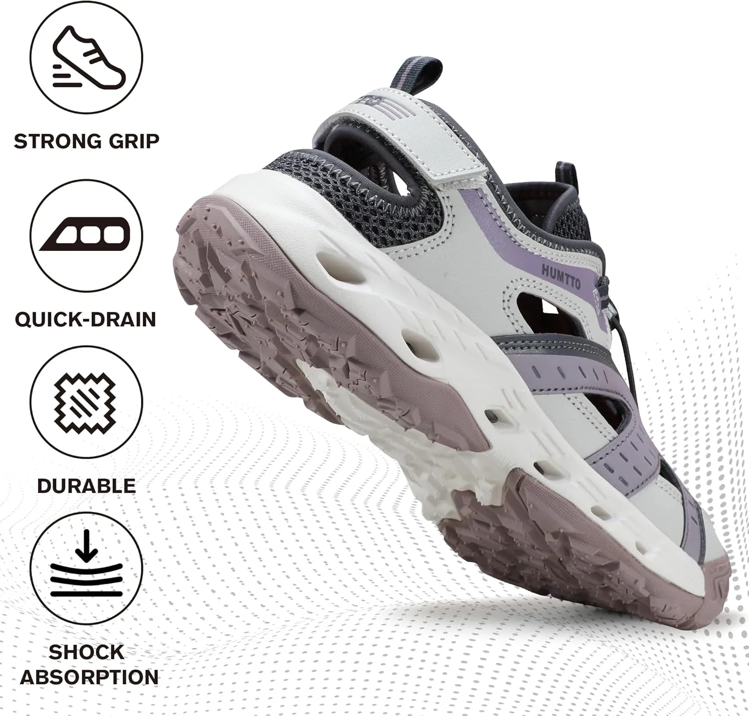 HUMTTO Women's Amphibious Closed Toe Hiking Sandals Quick-Dry Water Shoes Non-Slip Athletic Adjustable Outdoor Fisherman Summer Beach Walking Travel Shoe