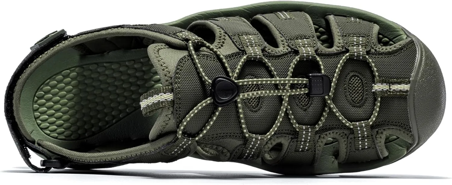 i78 Mens Athletic Hiking Sandals Closed Toe Outdoor Sport Sandals for Trail Beach Walking Waterproof Lightweight Casual