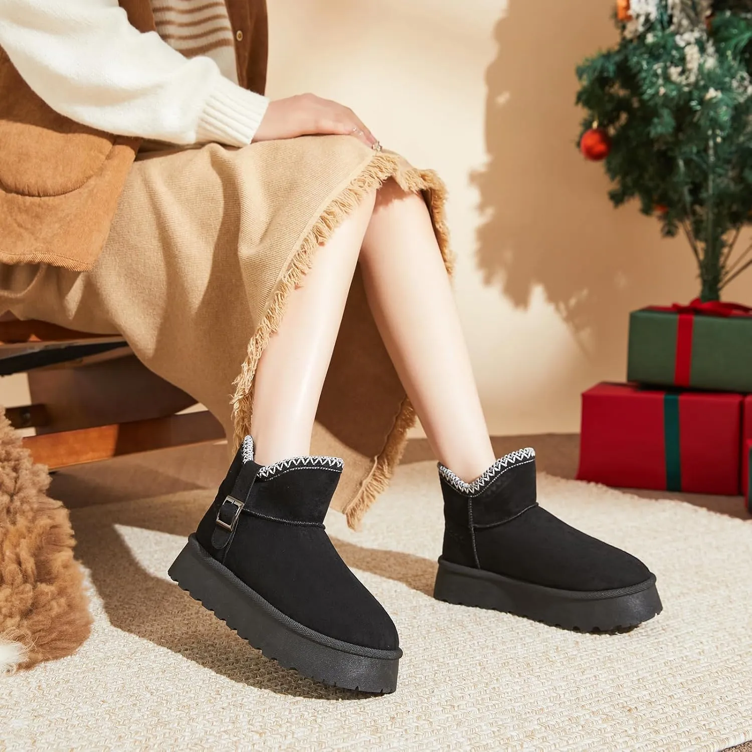 Iarus Womens Snow Boots Winter Boots for Womens Fur Lined Boots Comfortable Warm Booties for Outdoor