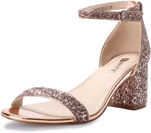 IDIFU Women's Cookie-LO Low Block Heels Chunky Sandals Ankle Strap Wedding Dress Pump Shoes