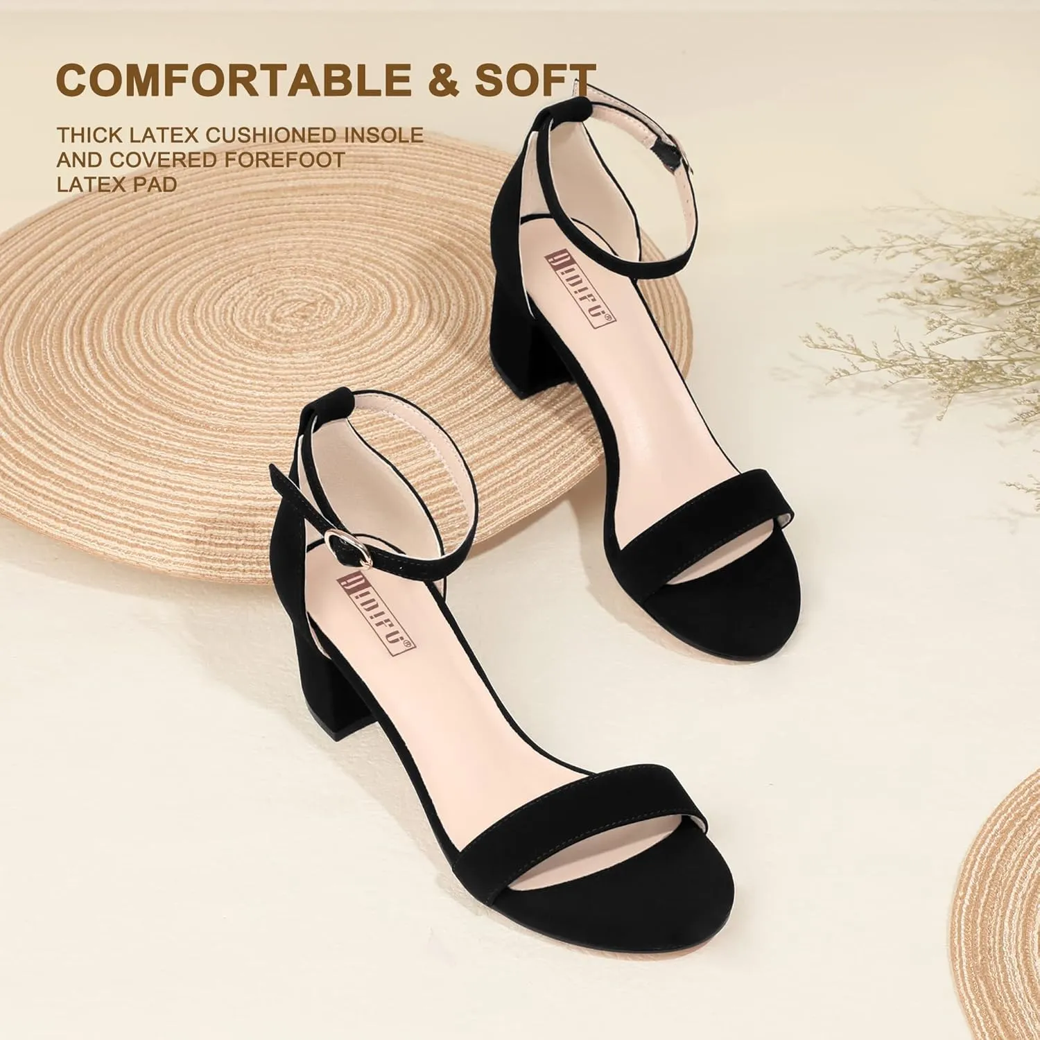 IDIFU Women's Cookie-LO Low Block Heels Chunky Sandals Ankle Strap Wedding Dress Pump Shoes