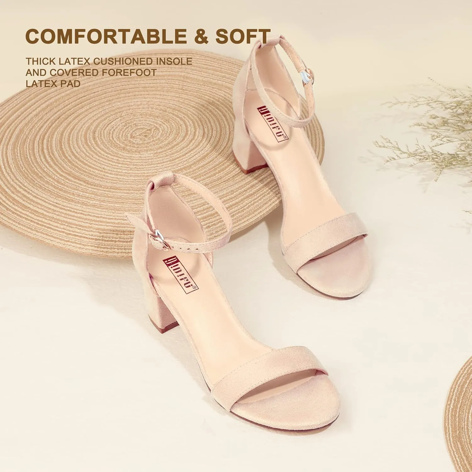 IDIFU Women's Cookie-LO Low Block Heels Chunky Sandals Ankle Strap Wedding Dress Pump Shoes