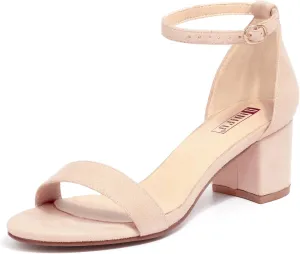 IDIFU Women's Cookie-LO Low Block Heels Chunky Sandals Ankle Strap Wedding Dress Pump Shoes