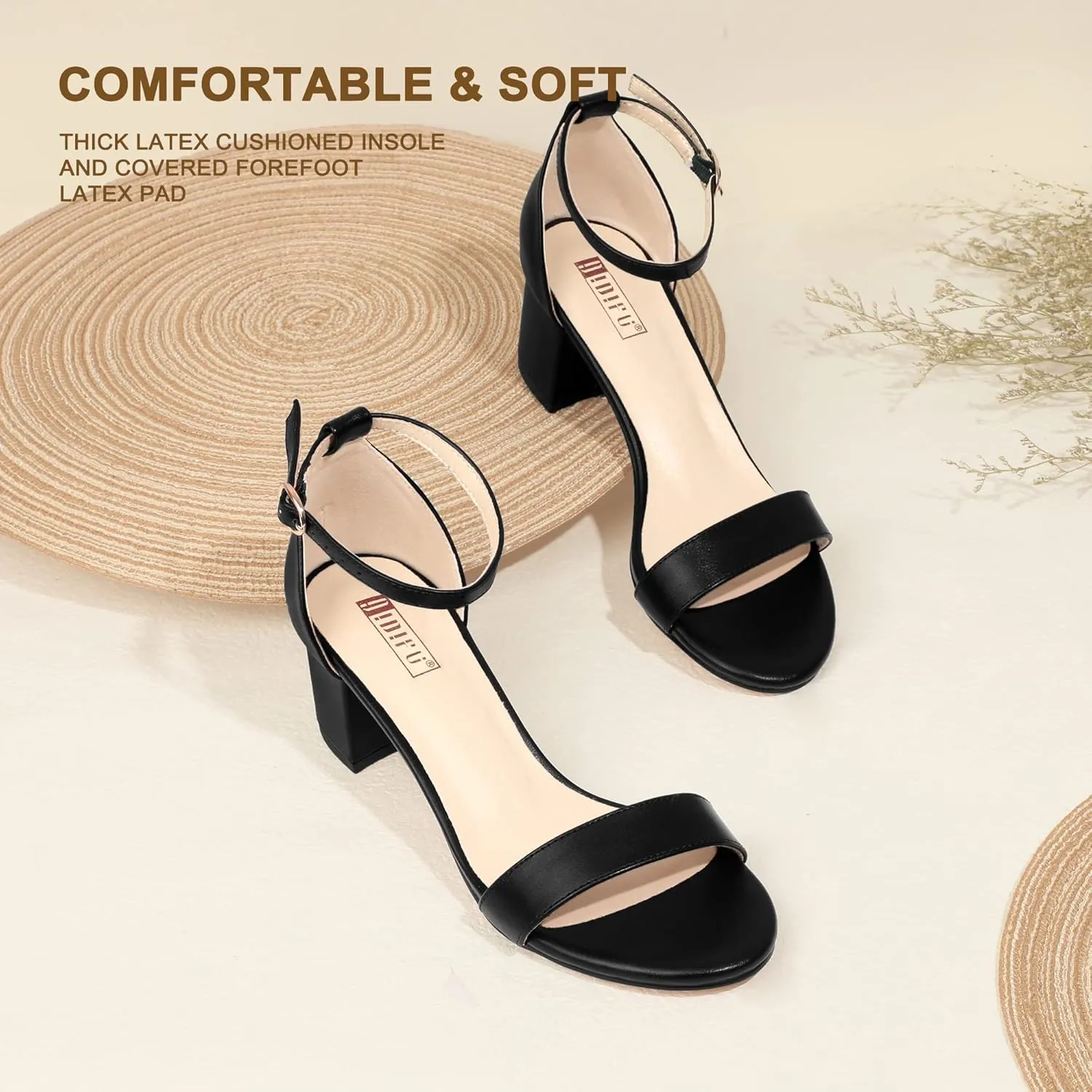 IDIFU Women's Cookie-LO Low Block Heels Chunky Sandals Ankle Strap Wedding Dress Pump Shoes