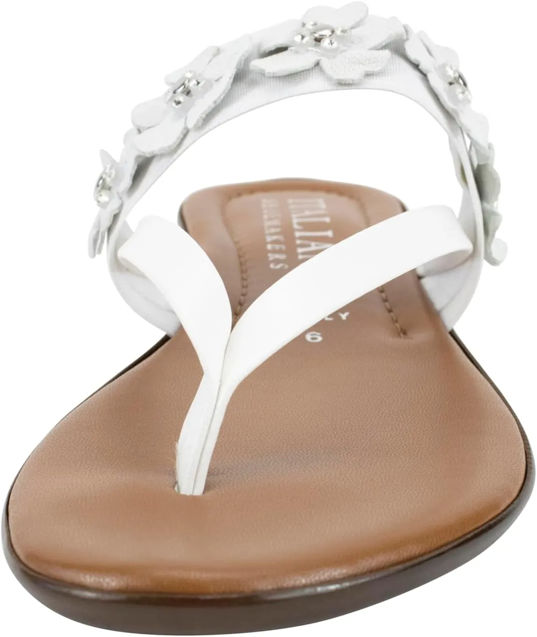 ITALIAN Shoemakers Claudie Women's low wedge Sandals with stretch comfort band, floral embellishment, and moderate wedge