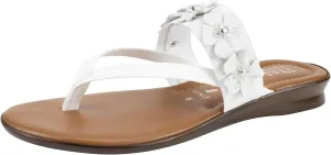 ITALIAN Shoemakers Claudie Women's low wedge Sandals with stretch comfort band, floral embellishment, and moderate wedge