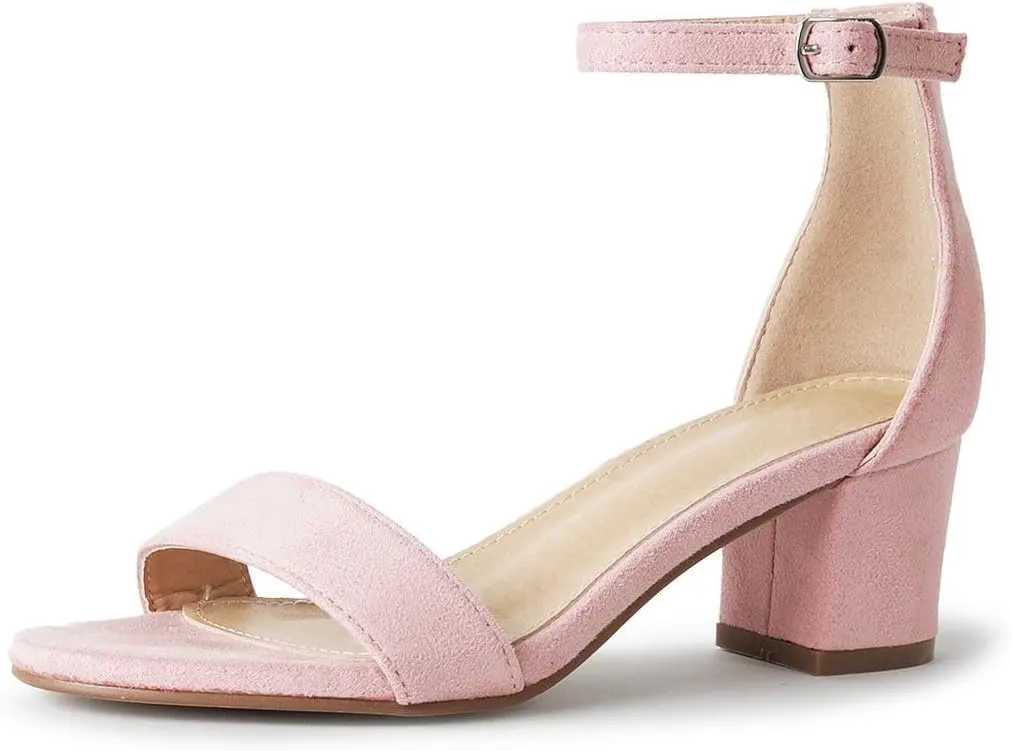 J. Adams Daisy Heeled Sandals - Ankle Strap Low Block, Open Toe Dress Pumps, Chunky Heels - Dressy Shoes for Women - Bridal, Wedding, Summer Sandals