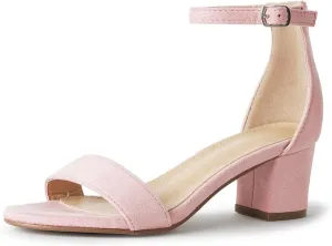 J. Adams Daisy Heeled Sandals - Ankle Strap Low Block, Open Toe Dress Pumps, Chunky Heels - Dressy Shoes for Women - Bridal, Wedding, Summer Sandals