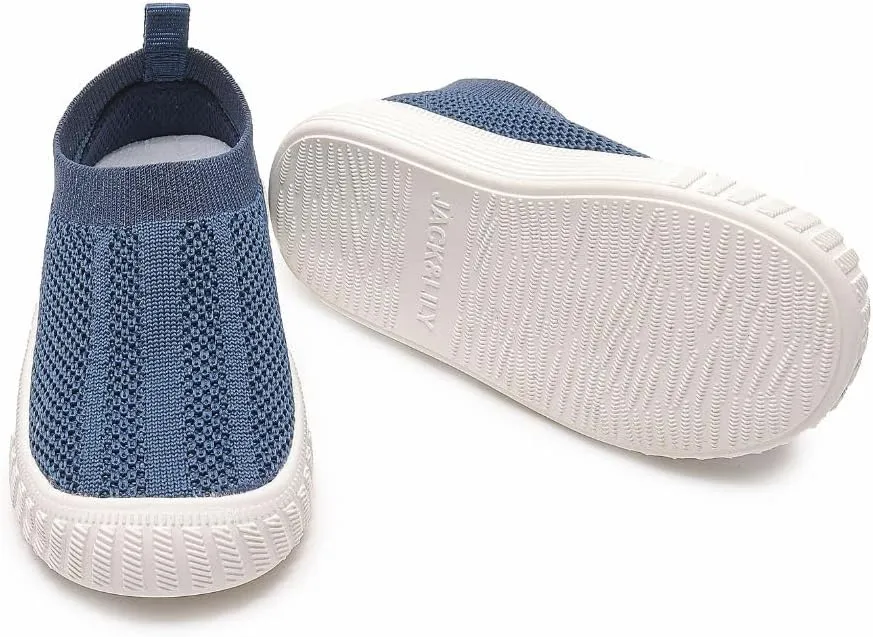 Jack & Lily Comfy Knit Slip-On Sneakers for Babies, Toddlers, and Kids – Lightweight, Non-Slip Rubber Sole Sneakers with Air-Cushioned EVA Insoles – Ideal Walking Shoes for Everyday Fun