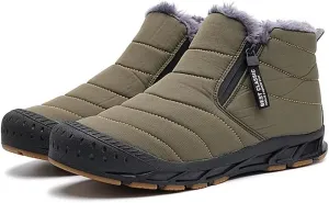 Jakcuz Men Snow Boots Water Resistant Non-slip Winter Shoes with Fuzz Lined Warm High Top Boots for Men