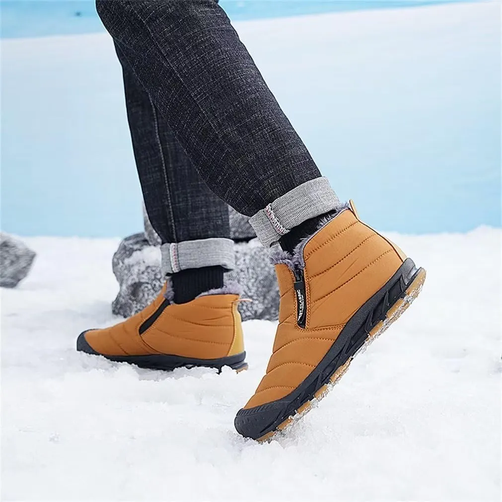 Jakcuz Men Snow Boots Water Resistant Non-slip Winter Shoes with Fuzz Lined Warm High Top Boots for Men