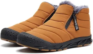 Jakcuz Men Snow Boots Water Resistant Non-slip Winter Shoes with Fuzz Lined Warm High Top Boots for Men